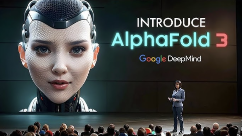 ¿Qué es la IA Generativa? 5 casos reales 2 Imagen de Mujer presentando ALPHAFOLD 3 en un congreso - Qué es la IA Generativa - www.estefaniatiradomestre.com